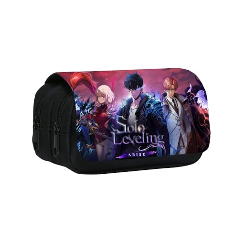 SXYNIO Solo Levels Federmäppchen Doppelte Reißverschlüsse Große Kapazität Stift Tasche Sung Jin-woo Figur Multi-Funktions-Schreibwaren Fall Portable Kosmetiktasche (B) von SXYNIO