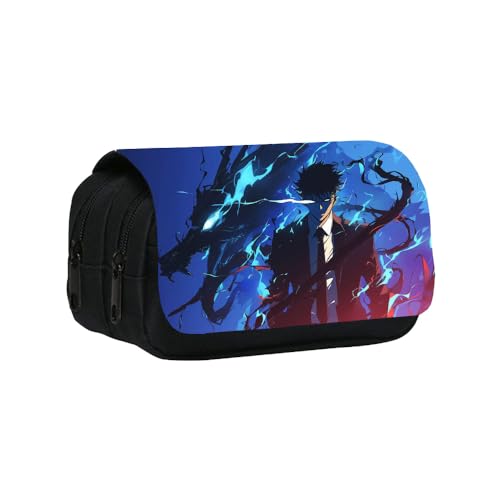 SXYNIO Solo Levels Federmäppchen Doppelte Reißverschlüsse Große Kapazität Stift Tasche Sung Jin-woo Figur Multi-Funktions-Schreibwaren Fall Portable Kosmetiktasche (C) von SXYNIO