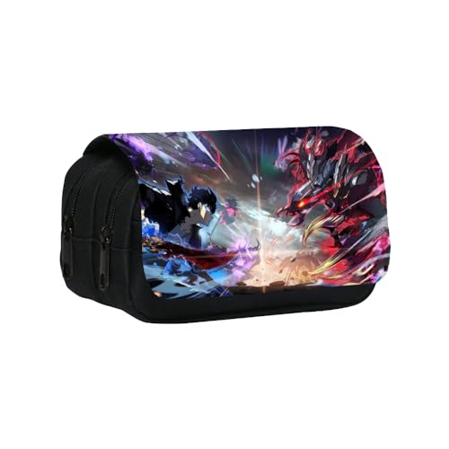 SXYNIO Solo Levels Federmäppchen Doppelte Reißverschlüsse Große Kapazität Stift Tasche Sung Jin-woo Figur Multi-Funktions-Schreibwaren Fall Portable Kosmetiktasche (D) von SXYNIO