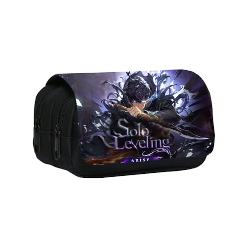 SXYNIO Solo Levels Federmäppchen Doppelte Reißverschlüsse Große Kapazität Stift Tasche Sung Jin-woo Figur Multi-Funktions-Schreibwaren Fall Portable Kosmetiktasche (E) von SXYNIO