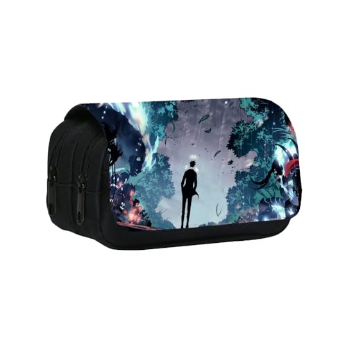 SXYNIO Solo Levels Federmäppchen Doppelte Reißverschlüsse Große Kapazität Stift Tasche Sung Jin-woo Figur Multi-Funktions-Schreibwaren Fall Portable Kosmetiktasche (F) von SXYNIO