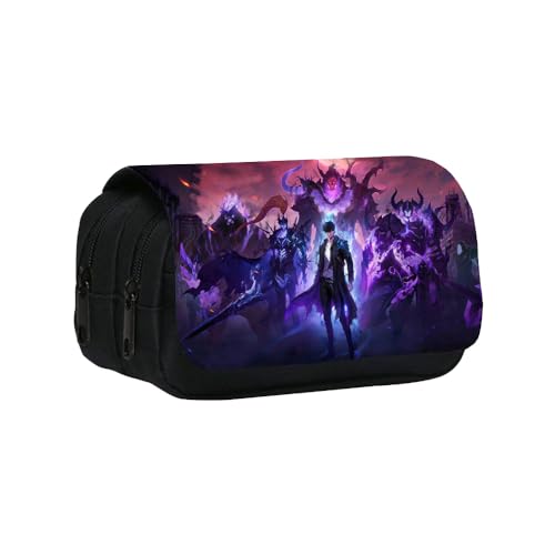 SXYNIO Solo Levels Federmäppchen Doppelte Reißverschlüsse Große Kapazität Stift Tasche Sung Jin-woo Figur Multi-Funktions-Schreibwaren Fall Portable Kosmetiktasche (H) von SXYNIO
