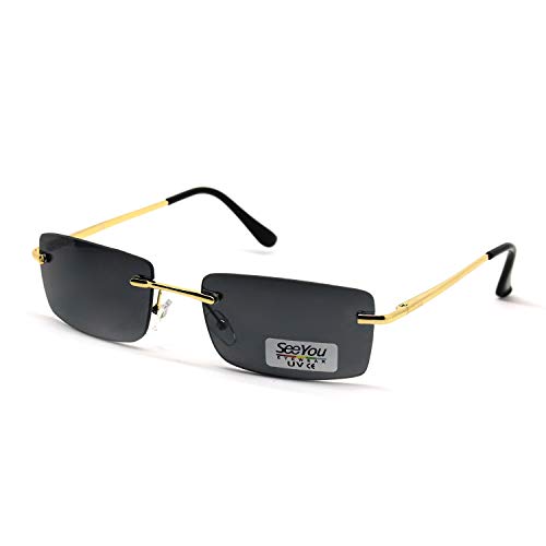 SY SEEYOU Sonnenbrille, Glas, schwarz, rechteckig (schwarz), Schwarz , Medium von SY