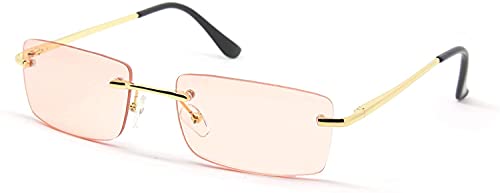 SY SEEYOU Sonnenbrille, Glas, Rosa, transparent, mehrfarbig, rechteckig, ohne Rahmen (Rosa) von SY