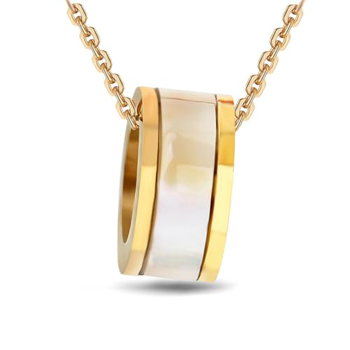 18 Karat Gold Titan Stahl Schloss Kette, kreisförmige Schale, 4mm Liebesgeschenk für Freundin, Mutter Halskette, Schlüsselbein Kette für Frauen 18 Karat Gold Titan Stahl Schloss Kette, kreisförmige Schale, 4mm Liebesgeschenk für Freundin, Mutter Halskette, Schlüsselbein Kette für Frauen von SYAVR