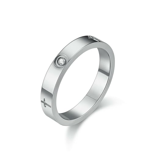 18 Karat Gold eingelegt mit Diamanten, leichter Luxusstil Titan Stahl Kreuz Ring Ring, Damen modische Pendelkleidung passende Accessoires von SYAVR