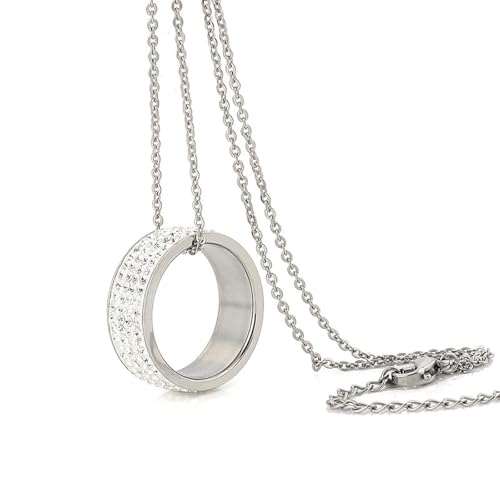 6MM Creative Stainless Steel 4-Row Diamond Set Ring Necklace, Dual Use Women's Simple Trendy Fashion Necklace von SYAVR