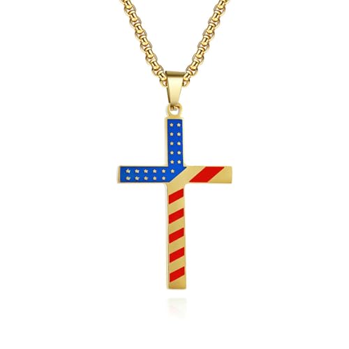 American Star Spangled Banner Titan Stahl Kreuz Halskette Männer und Frauen tragen trendige Menschen hängen Anhänger American Star Spangled Banner Titan Stahl Kreuz Halskette Männer und Frauen tragen trendige Menschen hängen Anhänger von SYAVR
