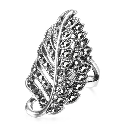 Bohemian Style Retro Crystal Leaf Studded Diamond Ring For Women, Fashionable Personality, Creative Exaggeration Ring von SYAVR
