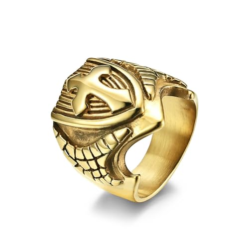 Cross Shield Übertriebener Retro Herrenring Rauer und dominanter großer Herren Titanstahl Schlüsselring von SYAVR