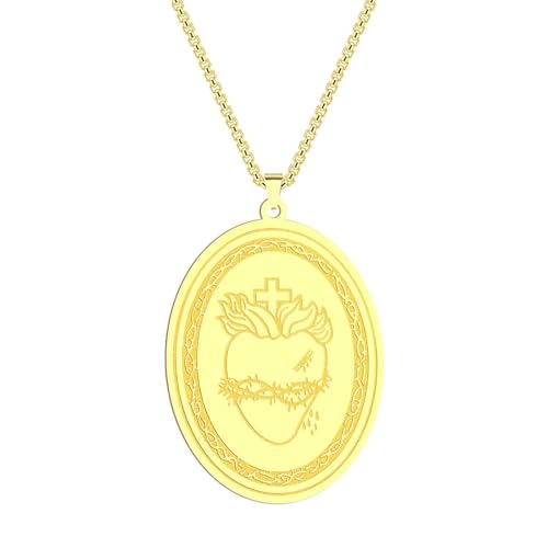 Edelstahl Anhänger Halskette, Sacred Heart Herren Halskette Schmuck von SYAVR