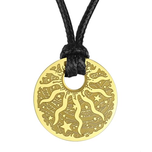 Edelstahl Himmlischer Körper Schwarze Sonne Und Stern Anhänger Halskette Damen Und Herren Schmuck von SYAVR
