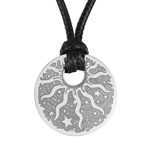 Edelstahl Himmlischer Körper Schwarze Sonne Und Stern Anhänger Halskette Damen Und Herren Schmuck von SYAVR