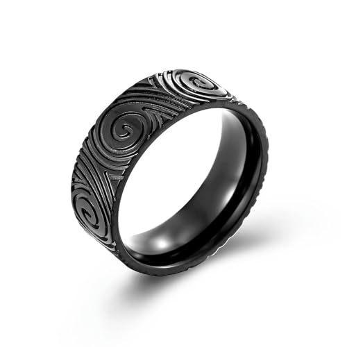 Edelstahl Schmuck Fingerabdruck Vortex Titan Stahl Ring, Herren Nische Kulturschmuck von SYAVR