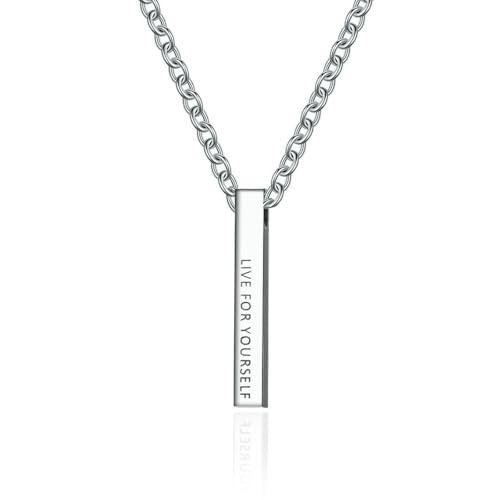 Einfache lange Säule glatter Titanstahl-Anhänger Leben Sie für sich selbst motivierende und inspirierende Halskette Einfache lange Säule glatter Titanstahl-Anhänger Leben Sie für sich selbst motivierende und inspirierende Halskette von SYAVR