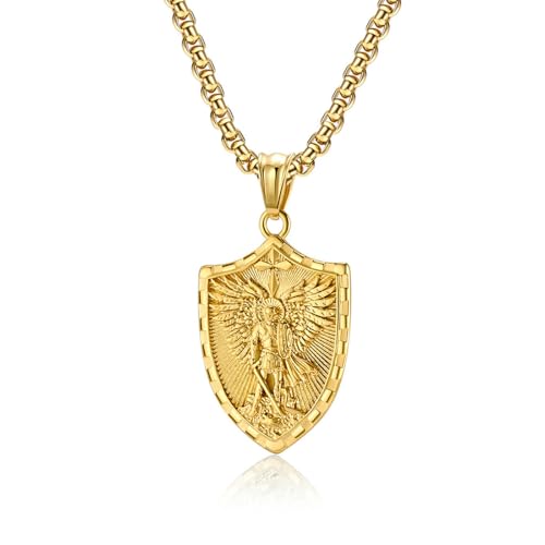 Heiliger Michael Erzengel Titan Stahl Halskette Herren Retro Schild Anhänger Schmuck Heiliger Michael Erzengel Titan Stahl Halskette Herren Retro Schild Anhänger Schmuck von SYAVR