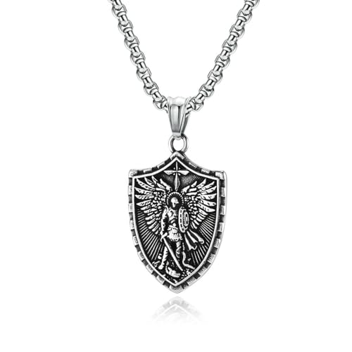 Heiliger Michael Erzengel Titan Stahl Halskette Herren Retro Schild Anhänger Schmuck Heiliger Michael Erzengel Titan Stahl Halskette Herren Retro Schild Anhänger Schmuck von SYAVR