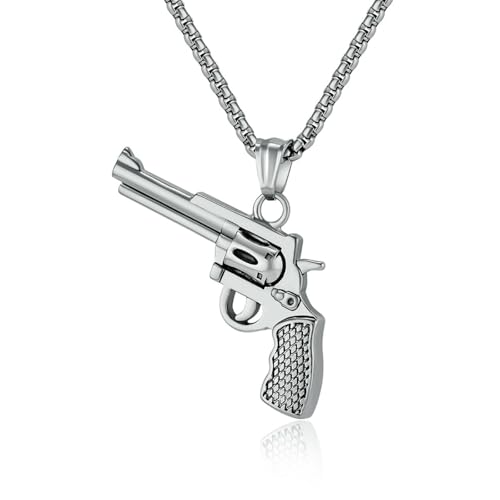 Hip Hop Titan Stahl Revolver Halskette, Nische Persönlichkeit, Herrenmode Kleidung, passender Anhänger Hip Hop Titan Stahl Revolver Halskette, Nische Persönlichkeit, Herrenmode Kleidung, passender Anhänger von SYAVR