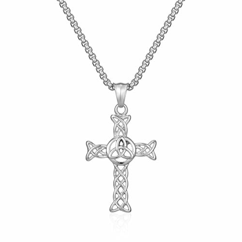 Keltischer Knoten hohle Titan Stahl Kreuz Halskette für Männer und Frauen, ewiger Knoten Anhänger Keltischer Knoten hohle Titan Stahl Kreuz Halskette für Männer und Frauen, ewiger Knoten Anhänger von SYAVR