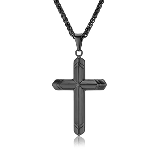 Minimal geschlechtsneutrale Titan Stahl Kreuz Halskette, Pullover Kette Anhänger Minimal geschlechtsneutrale Titan Stahl Kreuz Halskette, Pullover Kette Anhänger von SYAVR