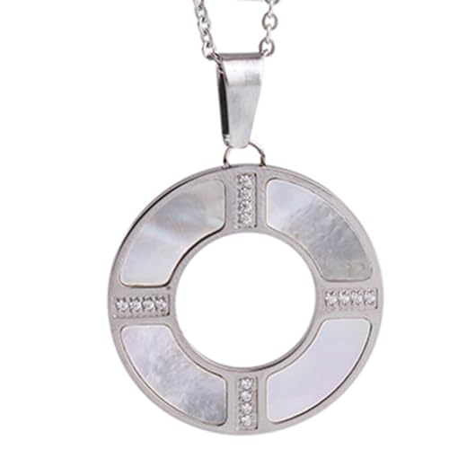 Minimalistische und personalisierte 32MM modische Diamant Set Muschel Ring Titan Stahl Edelstahl Halskette für Frauen Minimalistische und personalisierte 32MM modische Diamant Set Muschel Ring Titan Stahl Edelstahl Halskette für Frauen von SYAVR