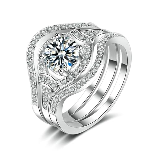 Mode Anti Moissanit Kupfer Platin Damen Ring 3er Set, Trendiges Set von SYAVR