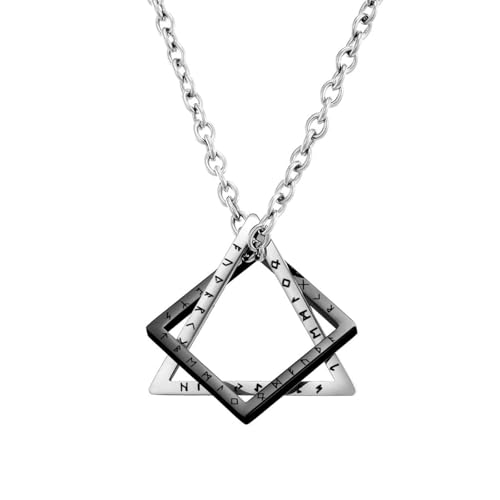 Nordic Viking Script Dreieck Quadrat Geometrie Titan Stahl Anhänger Einfache Kombination Edelstahl Halskette von SYAVR