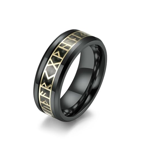 Nordic Viking Script Kohlefaser Titan Stahl Ring Ring, Rune Rune Edelstahl Schmuck von SYAVR
