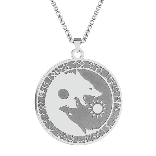 Punk Wikinger Wolf Anhänger Halskette Herrenschmuck Edelstahl Retro Tier Slawisch Modeschmuck von SYAVR