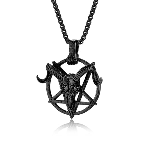 Retro Dämon Satan Ziege Pentagramm Titan Stahl Anhänger Für Herren Hip-Hop Outfit Halskette Zubehör Retro Dämon Satan Ziege Pentagramm Titan Stahl Anhänger Für Herren Hip-Hop Outfit Halskette Zubehör von SYAVR
