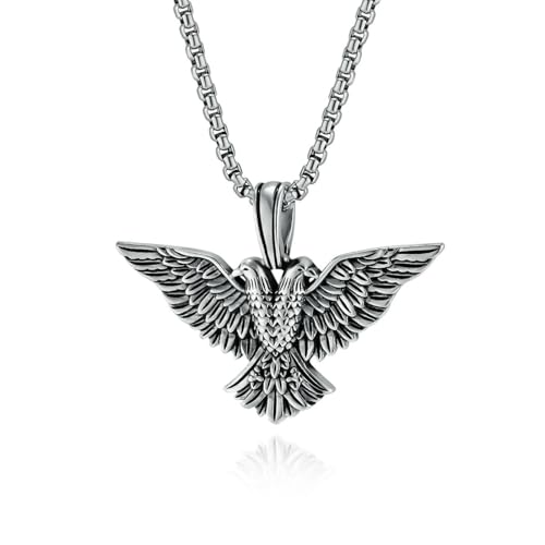 Retro Doppelköpfiger Adler Titan Stahl Halskette für Herren personalisierter Edelstahl Pullover Kette Anhänger Schmuck Retro Doppelköpfiger Adler Titan Stahl Halskette für Herren personalisierter Edelstahl Pullover Kette Anhänger Schmuck von SYAVR