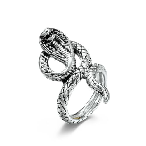 Retro King Cobra Edelstahl Ring und Ring Herren Handgemachter Schmuck von SYAVR