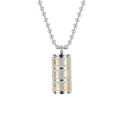 Retro Titan Stahl Sechs Zeichen Anhänger, Leng Yan Spinning Tube Halskette Schmuck Retro Titan Stahl Sechs Zeichen Anhänger, Leng Yan Spinning Tube Halskette Schmuck von SYAVR
