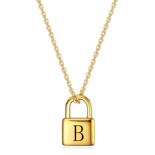 SYAVR 18 Karat Gold Lock Halskette Einfache und vielseitige englische Halskette aus Edelstahl mit 26 Buchstaben SYAVR 18 Karat Gold Lock Halskette Einfache und vielseitige englische Halskette aus Edelstahl mit 26 Buchstaben von SYAVR