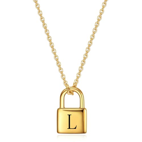 SYAVR 18 Karat Gold Lock Halskette Einfache und vielseitige englische Halskette aus Edelstahl mit 26 Buchstaben SYAVR 18 Karat Gold Lock Halskette Einfache und vielseitige englische Halskette aus Edelstahl mit 26 Buchstaben von SYAVR