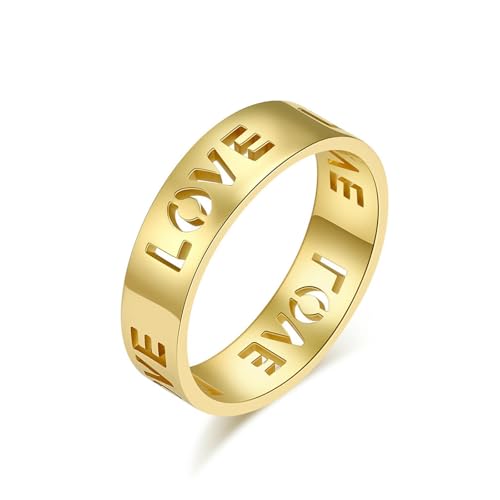 SYAVR 6 mm breiter grenzüberschreitender minimalistischer Leak Out Love Titanstahlring, Handschmuck für Männer und Frauen von SYAVR