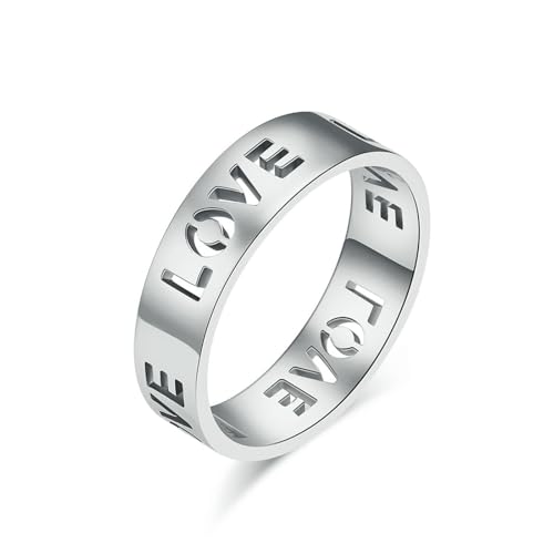 SYAVR 6 mm breiter grenzüberschreitender minimalistischer Leak Out Love Titanstahlring, Handschmuck für Männer und Frauen SYAVR 6 mm breiter grenzüberschreitender minimalistischer Leak Out Love Titanstahlring, Handschmuck für Männer und Frauen von SYAVR
