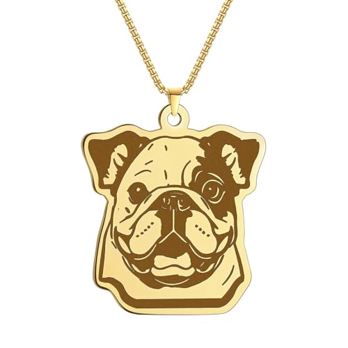 SYAVR Cartoon Bulldogge Halskette Herren Edelstahl Schmuck Niedlicher Hund Tier Haustier Enthusiast Anhänger von SYAVR
