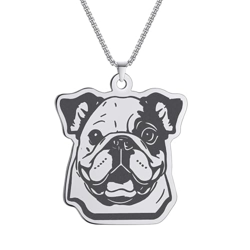SYAVR Cartoon Bulldogge Halskette Herren Edelstahl Schmuck Niedlicher Hund Tier Haustier Enthusiast Anhänger von SYAVR