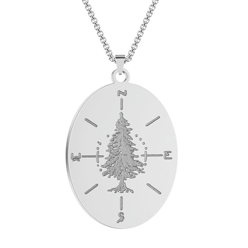 SYAVR Edelstahl Baum Kompass Anhänger Halskette für Frauen Einfache Retro Schmuck Halskette Geschenk SYAVR Edelstahl Baum Kompass Anhänger Halskette für Frauen Einfache Retro Schmuck Halskette Geschenk von SYAVR