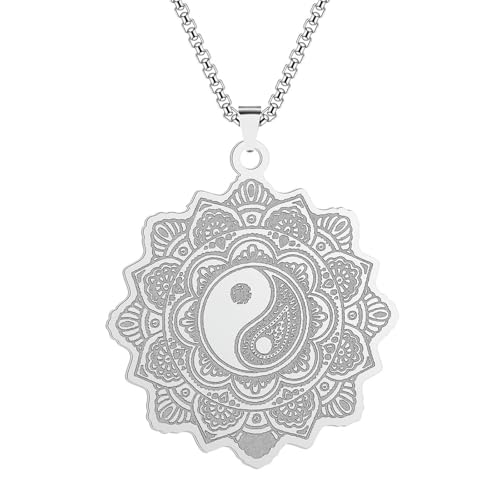 SYAVR Edelstahl Blume des Lebens Mandala Tai Chi Halskette Anhänger Edelstahl Geschenkschmuck für Männer und Frauen SYAVR Edelstahl Blume des Lebens Mandala Tai Chi Halskette Anhänger Edelstahl Geschenkschmuck für Männer und Frauen von SYAVR