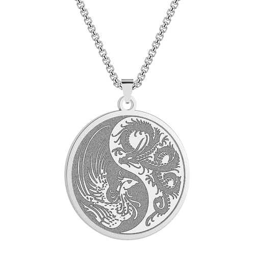 SYAVR Edelstahl Dragon Phoenix Anhänger Halskette Geeignet für Männer Frauen Chinesischer Accessoires Schmuck SYAVR Edelstahl Dragon Phoenix Anhänger Halskette Geeignet für Männer Frauen Chinesischer Accessoires Schmuck von SYAVR