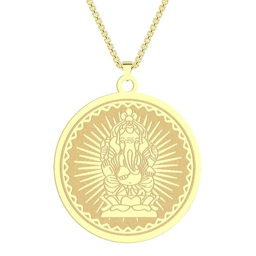 SYAVR Edelstahl Herren Ganesha Münze Anhänger Halskette Medaille Schmuck von SYAVR