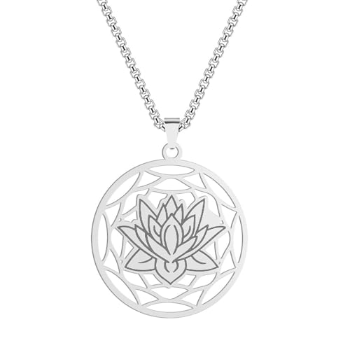 SYAVR Edelstahl Lotus Anhänger Halskette Damen Schmuck Charm Hip-Hop Punk Accessoires SYAVR Edelstahl Lotus Anhänger Halskette Damen Schmuck Charm Hip-Hop Punk Accessoires von SYAVR