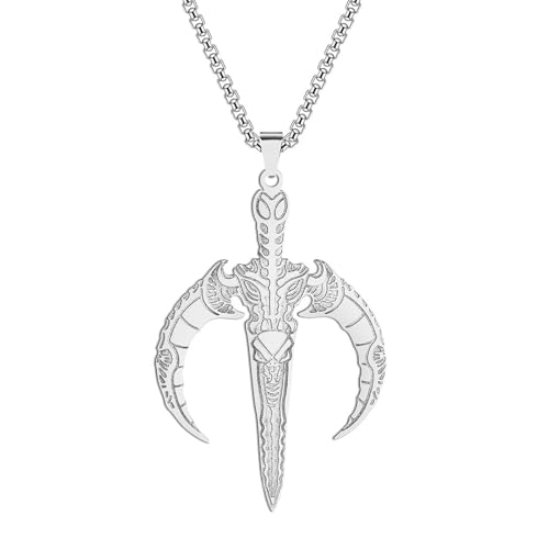 SYAVR Edelstahl Mond Dolch Biomechanik Halskette Medaille Herren Wikinger Krieger Dolch Schmuck von SYAVR