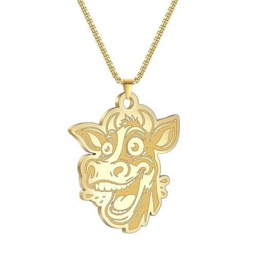 SYAVR Edelstahl Niedliche Tier Kuh Kreativer Personalisierter Schmuckanhänger von SYAVR