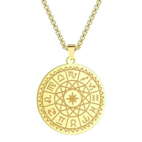 SYAVR Edelstahl Zwölf Sternzeichen Anhänger Halskette Damenschmuck Accessoires von SYAVR