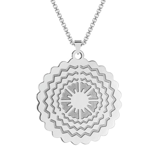 SYAVR Edelstahl gravierte Sonnenscheibe Anhänger Halskette Modeschmuck für Frauen SYAVR Edelstahl gravierte Sonnenscheibe Anhänger Halskette Modeschmuck für Frauen von SYAVR