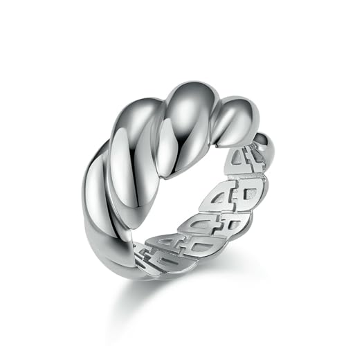 SYAVR Einfacher und luxuriöser frittierter Teig dreht Brot Titanstahl Ring Ring mit 18 Karat Gold überzogen Modeaccessoires für Frauen von SYAVR