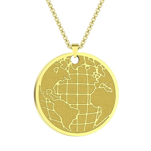 SYAVR Global Münzkette Herren Geometrischer Edelstahl Schmuck Weltkarte Geschenk Schmuck SYAVR Global Münzkette Herren Geometrischer Edelstahl Schmuck Weltkarte Geschenk Schmuck von SYAVR